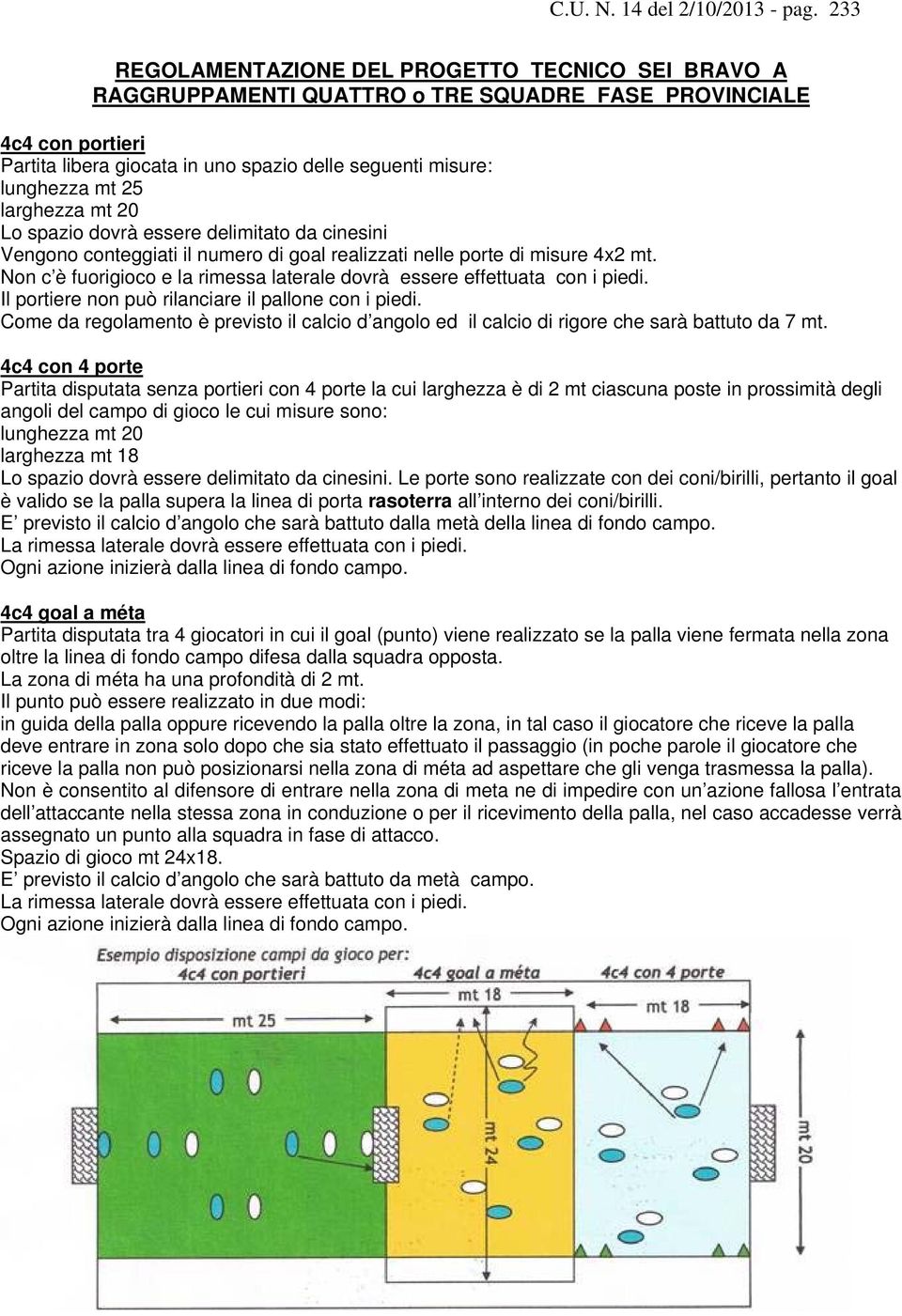 25 larghezza mt 20 Lo spazio dovrà essere delimitato da cinesini Vengono conteggiati il numero di goal realizzati nelle porte di misure 4x2 mt.