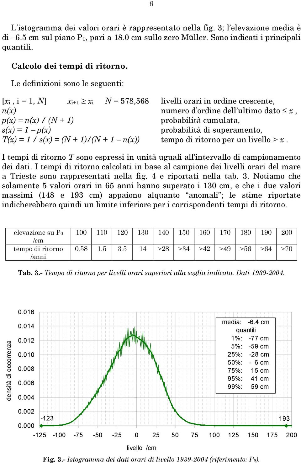 Le definizioni sono le seguenti: [xi, i = 1, N] xi+1 xi N = 578,568 livelli orari in ordine crescente, n(x) numero d ordine dell ultimo dato x, p(x) = n(x) / (N + 1) probabilità cumulata, s(x) = 1