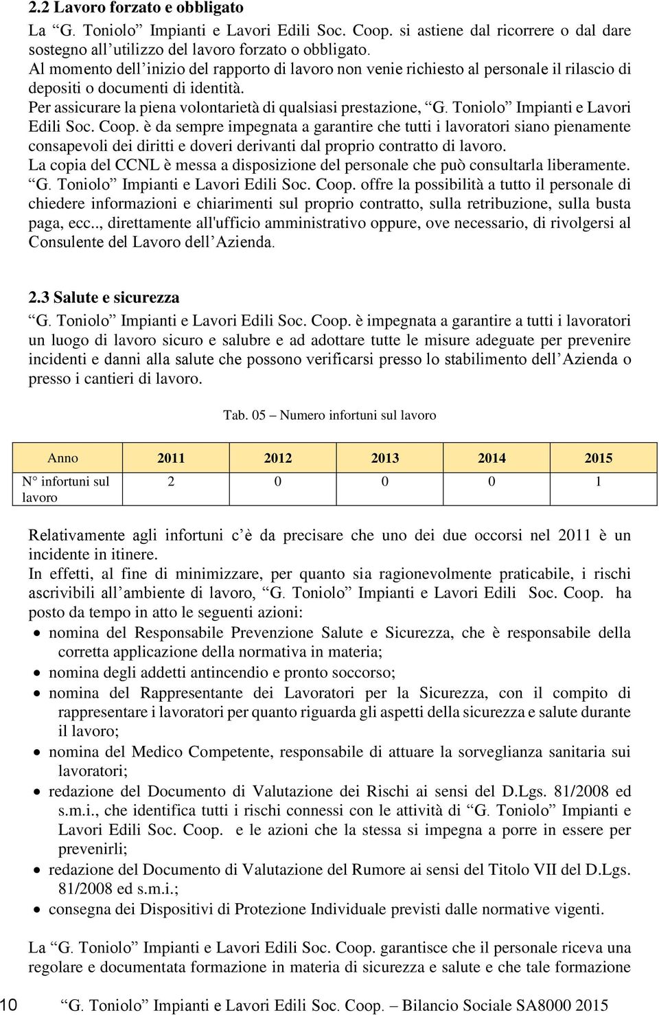 Toniolo Impianti e Lavori Edili Soc. Coop. è da sempre impegnata a garantire che tutti i lavoratori siano pienamente consapevoli dei diritti e doveri derivanti dal proprio contratto di lavoro.