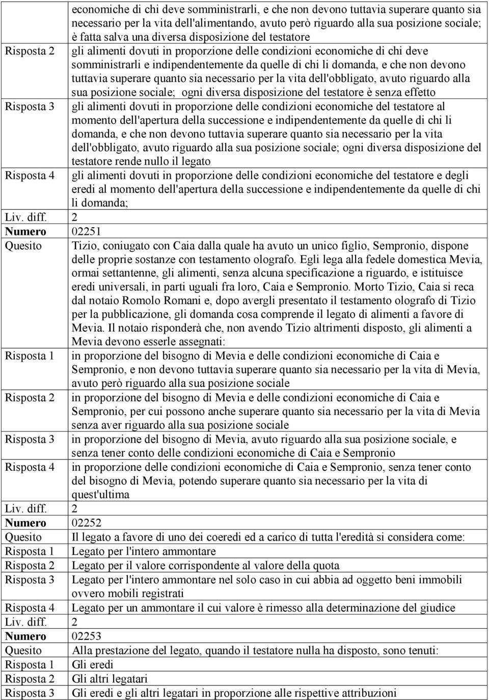 tuttavia superare quanto sia necessario per la vita dell'obbligato, avuto riguardo alla sua posizione sociale; ogni diversa disposizione del testatore è senza effetto Risposta 3 gli alimenti dovuti