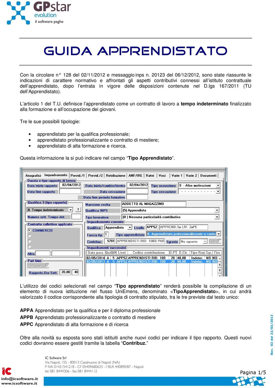 delle disposizioni contenute nel D.lgs 167/2011 (TU dell Apprendistato). L articolo 1 del T.U. definisce l apprendistato come un contratto di lavoro a tempo indeterminato finalizzato alla formazione e all occupazione dei giovani.