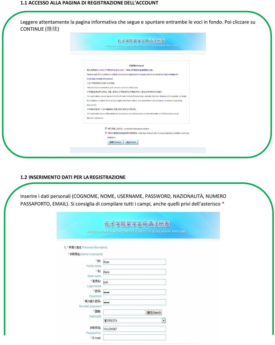 2 INSERIMENTO DATI PER LA REGISTRAZIONE Inserire i dati personali (COGNOME, NOME, USERNAME,