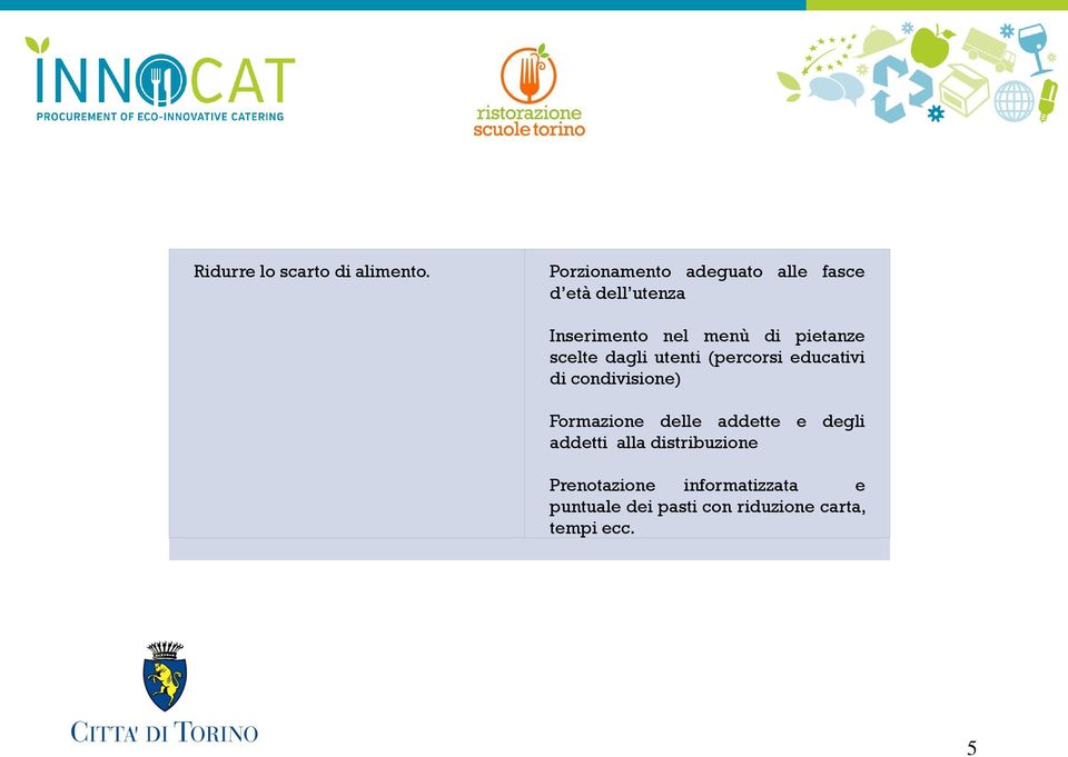 pietanze scelte dagli utenti (percorsi educativi di condivisione) Formazione