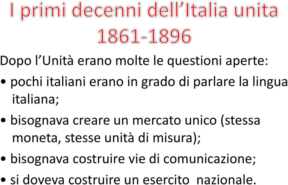 mercato unico (stessa moneta, stesse unità di misura); bisognava