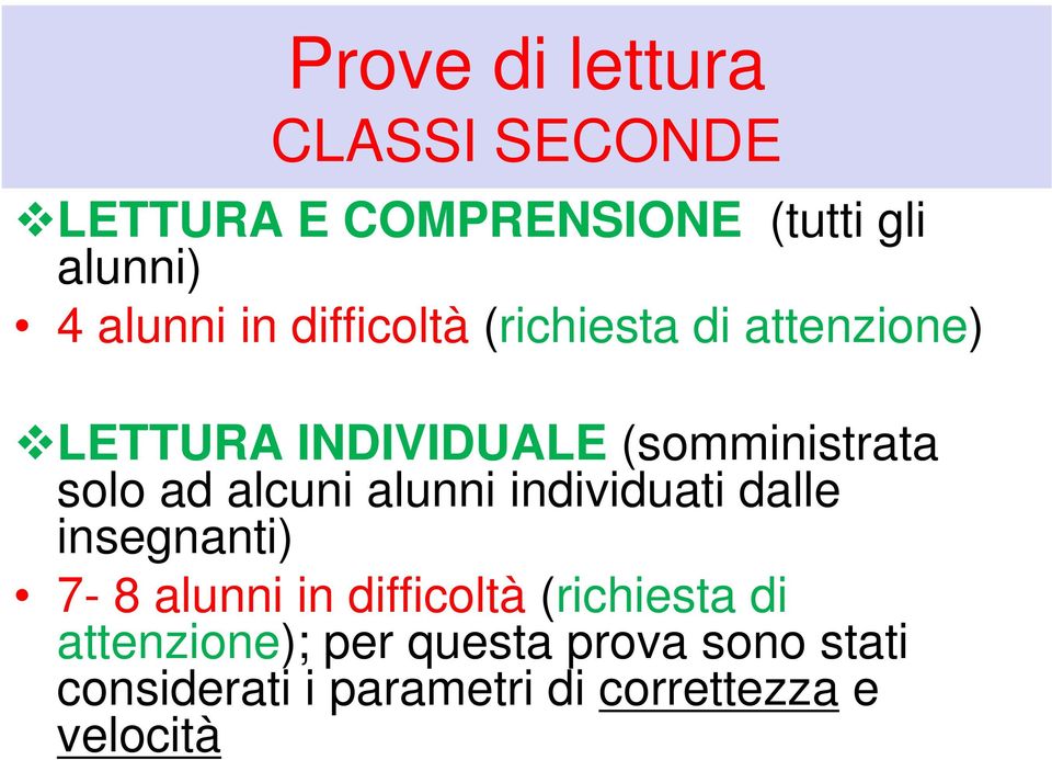 alcuni alunni individuati dalle insegnanti) 7-8 alunni in difficoltà (richiesta di