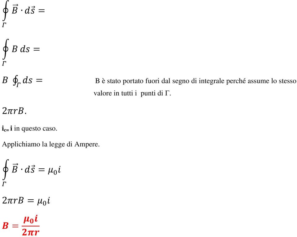 valore in tutti i punti di Γ. 2πrB. i c= i in questo caso.