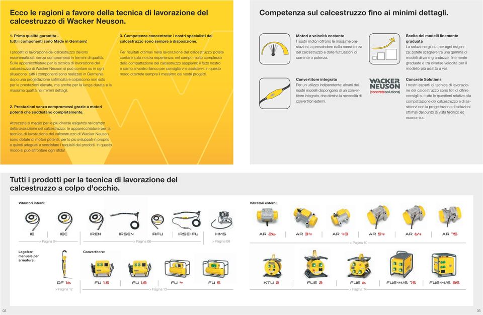 Sulle apparecchiature per la tecnica di lavorazione del calcestruzzo di Wacker Neuson si può contare su in ogni situazione: tutti i componenti sono realizzati in Germania dopo una progettazione