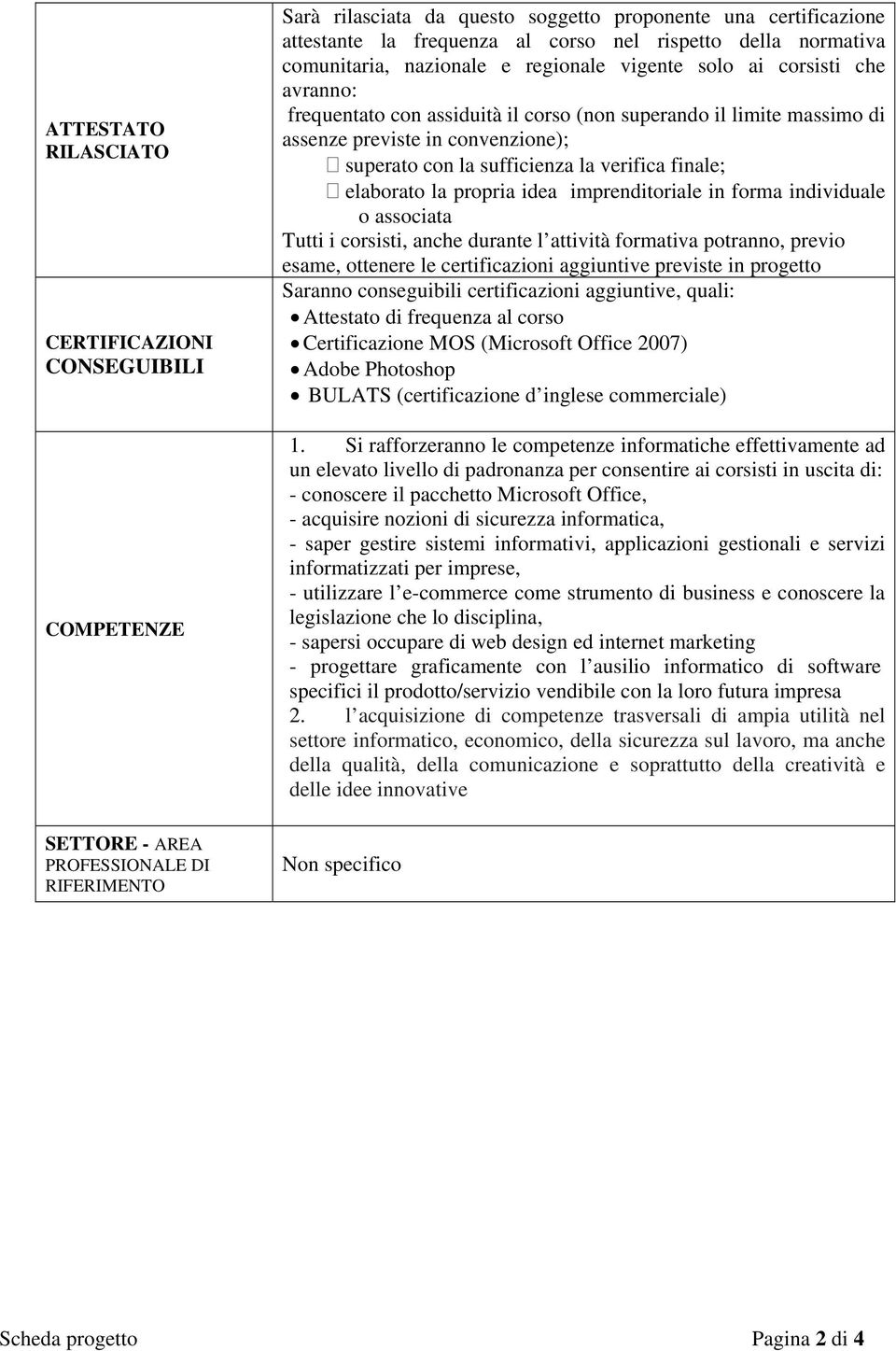 verifica finale; elaborato la propria idea imprenditoriale in forma individuale o associata Tutti i corsisti, anche durante l attività formativa potranno, previo esame, ottenere le certificazioni