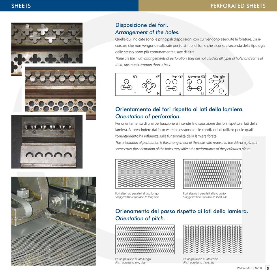 These are the main arrangements of perforation; they are not used for all types of holes and some of them are more common than others. Orientamento dei fori rispetto ai lati della lamiera.