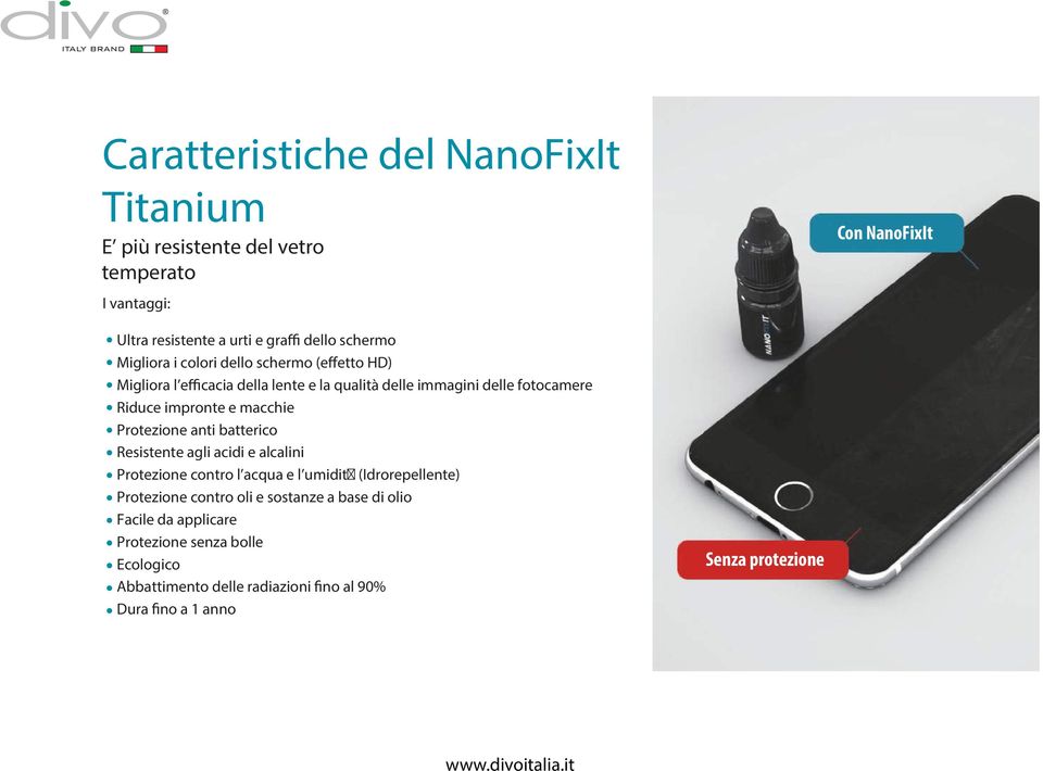 e macchie Protezione anti batterico Resistente agli acidi e alcalini Protezione contro l acqua e l umidit (Idrorepellente) Protezione contro oli e