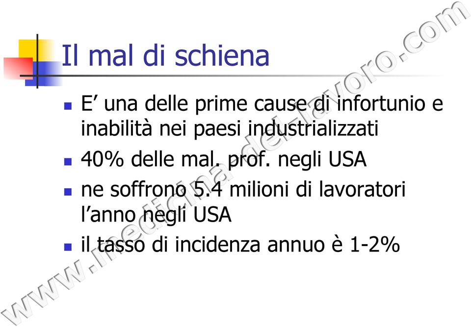 delle mal. prof. negli USA ne soffrono 5.