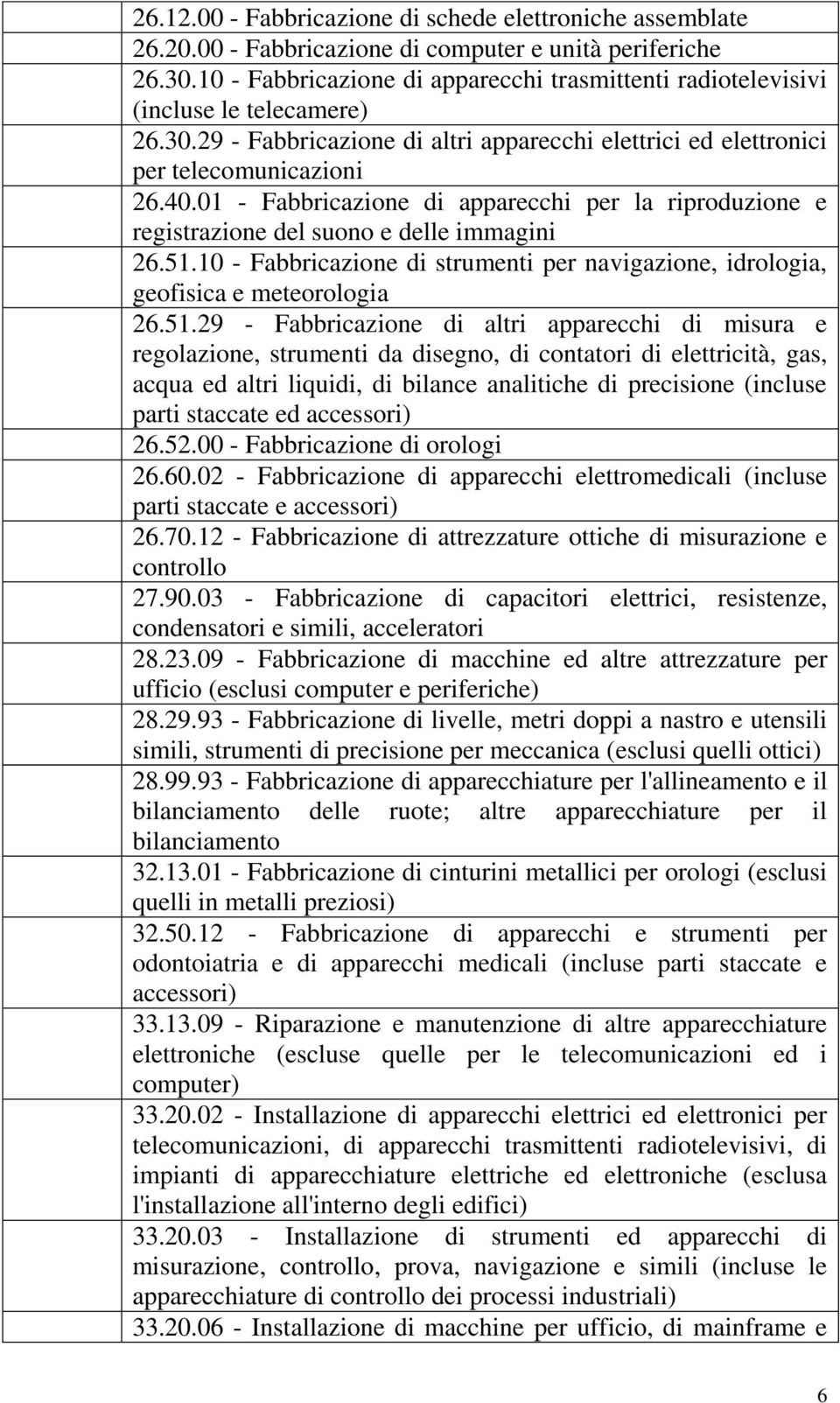 01 - Fabbricazione di apparecchi per la riproduzione e registrazione del suono e delle immagini 26.51.