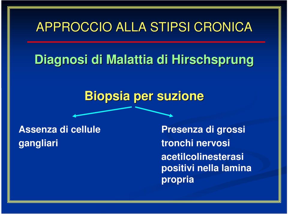 Assenza di cellule gangliari Presenza di grossi