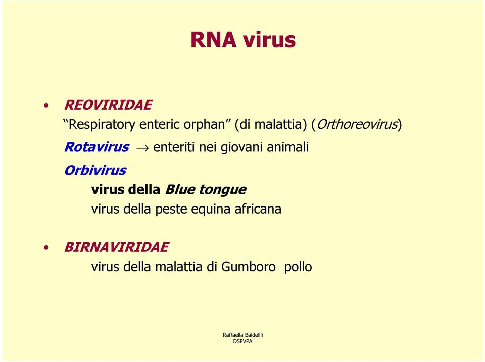 Orbivirus virus della Blue tongue virus della peste