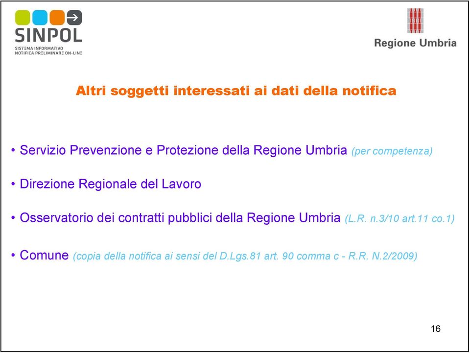 Osservatorio dei contratti pubblici della Regione Umbria (L.R. n.3/10 art.11 co.