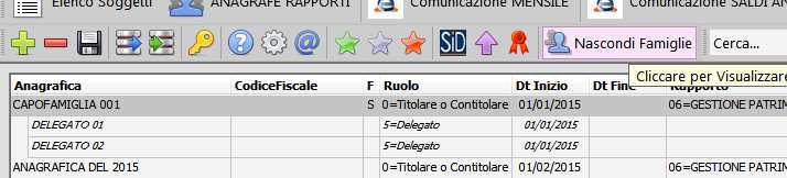 Titolare e contitolare 3 = Delega o procura 5 = Delegato o procuratore Per chi non ha registrato il campo note devono essere impostate le famiglie.