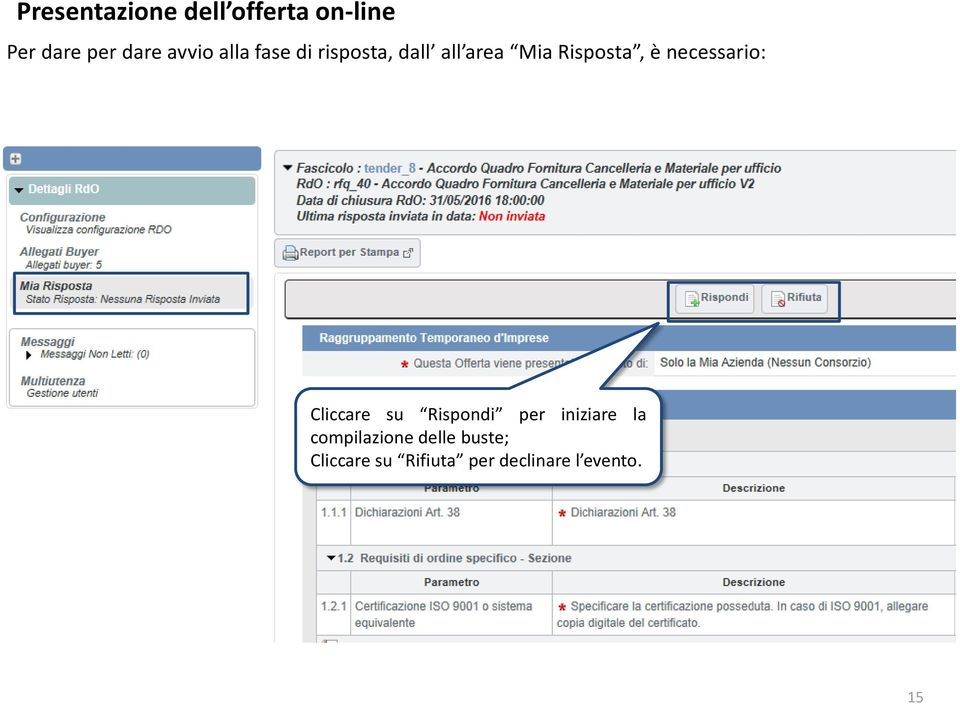 necessario: Cliccare su Rispondi per iniziare la