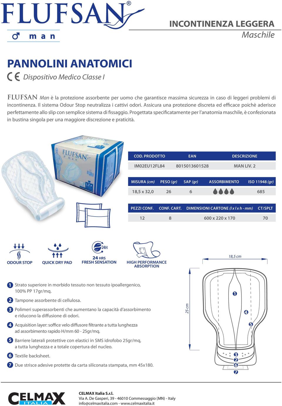 Progettata specificatamente per l anatomia maschile, è confezionata in bustina singola per una maggiore discrezione e praticità. IM0EUFL8 80008 MAN LIV.