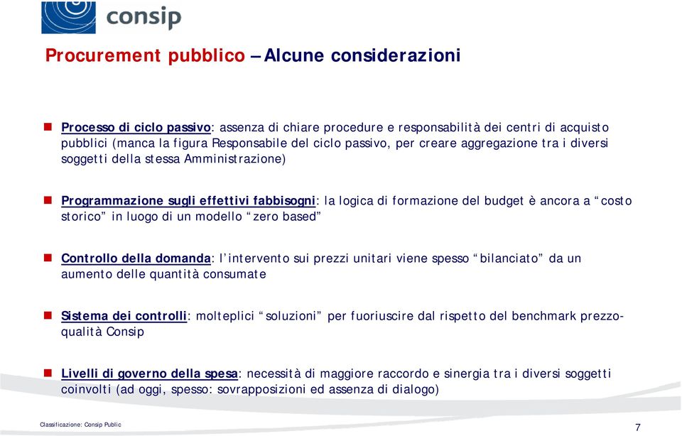 zero based Controllo della domanda: l intervento sui prezzi unitari viene spesso bilanciato da un aumento delle quantità consumate Sistema dei controlli: molteplici soluzioni per fuoriuscire dal