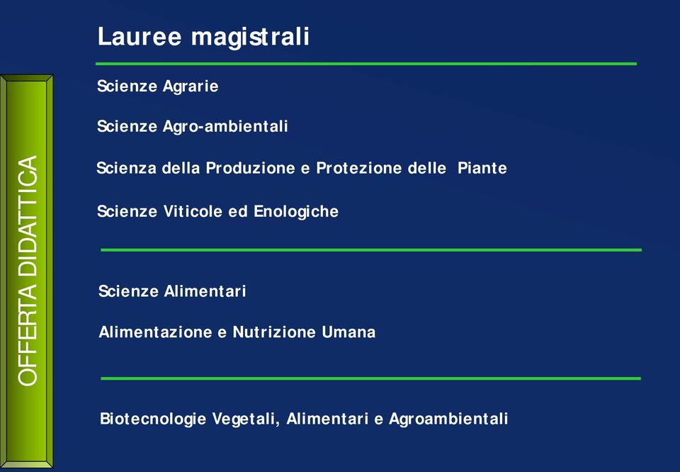 Scienze Viticole ed Enologiche Scienze Alimentari Alimentazione e