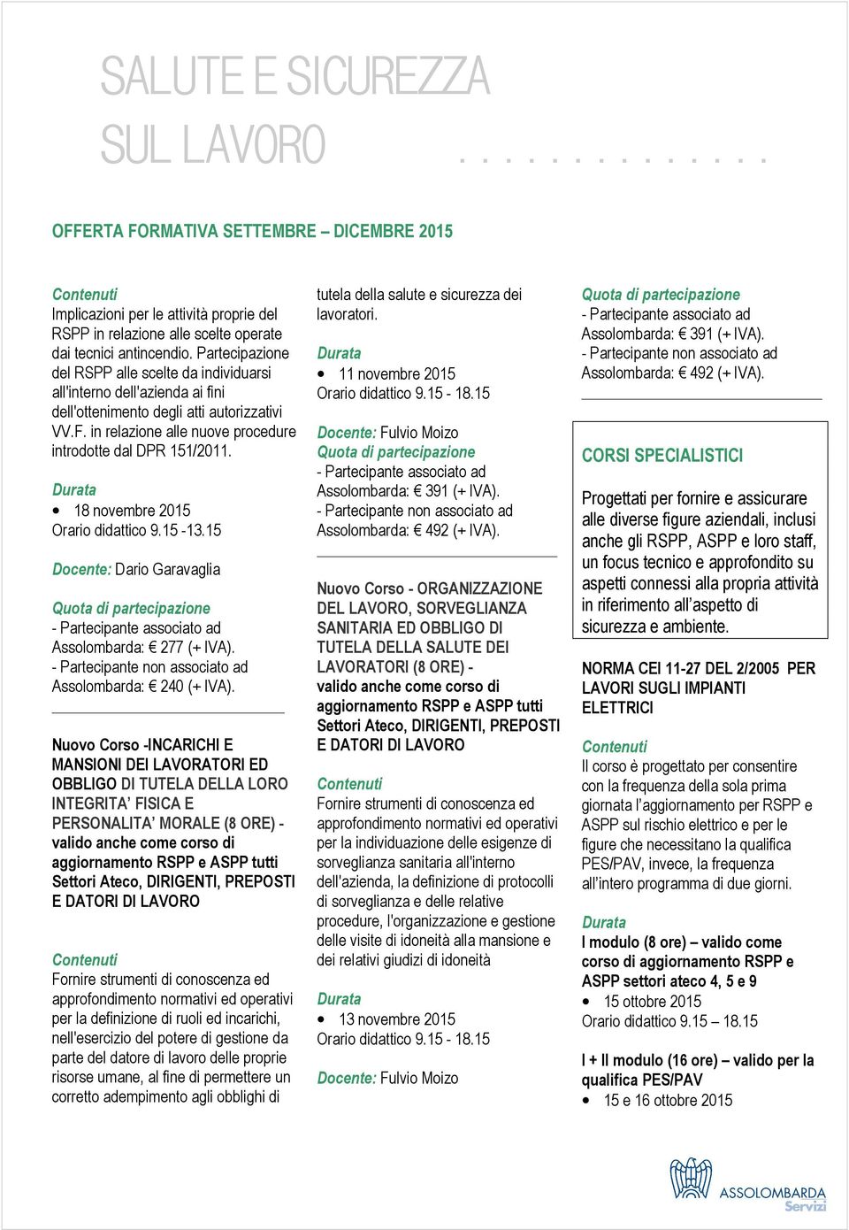 18 novembre 2015 Orario didattico 9.15-13.