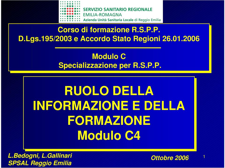 2006 Modulo C Specializzazione per R.S.P.