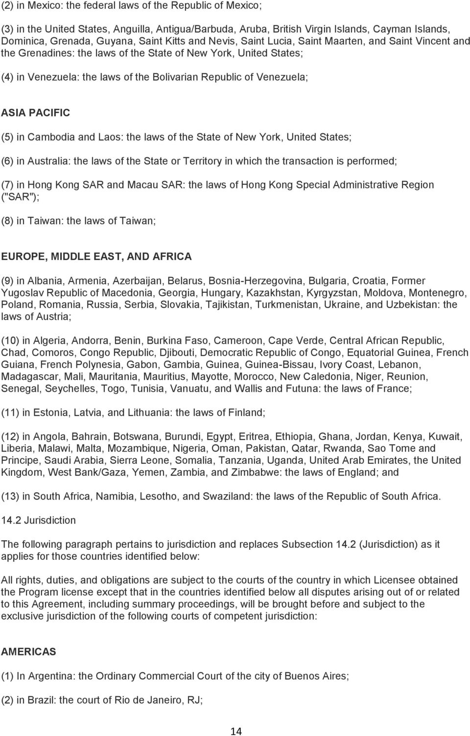 PACIFIC (5) in Cambodia and Laos: the laws of the State of New York, United States; (6) in Australia: the laws of the State or Territory in which the transaction is performed; (7) in Hong Kong SAR