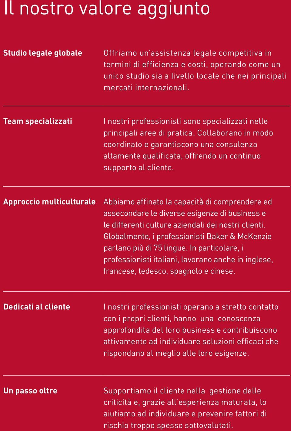 Collaborano in modo coordinato e garantiscono una consulenza altamente qualificata, offrendo un continuo supporto al cliente.