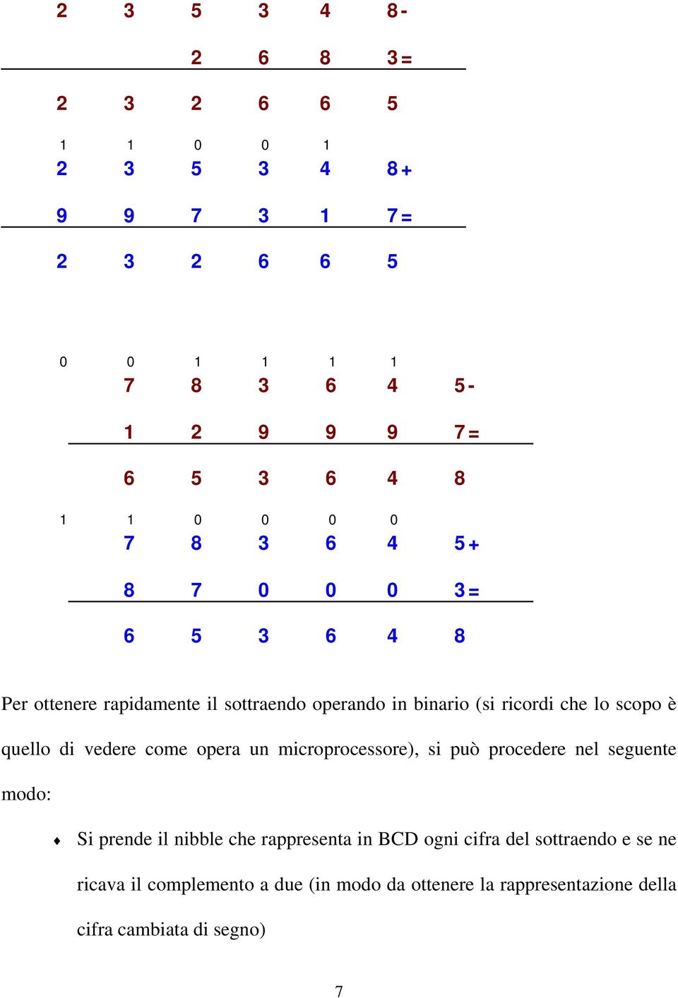 scopo è quello di vedere come opera un microprocessore), si può procedere nel seguente modo: Si prende il nibble che rappresenta in