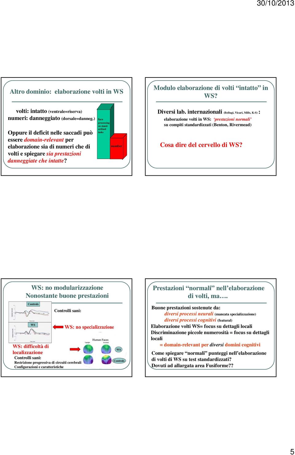 face processing on standardised tasks number Diversi lab.