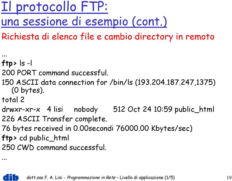 total 2 drwxr-xr-x 4 lisi nobody 512 Oct 24 10:59 public_html 226 ASCII Transfer complete. 76 bytes received in 0.