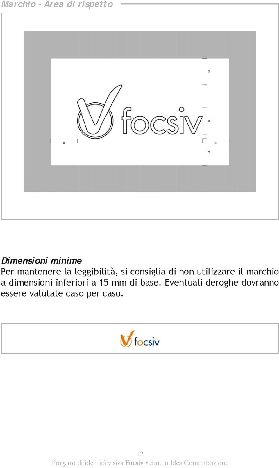 utilizzare il marchio a dimensioni inferiori a 15 mm