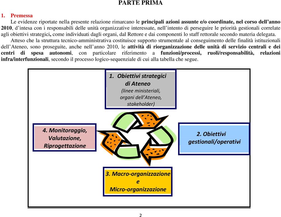 interessate, nell intento di perseguire le priorità gestionali correlate agli obiettivi strategici, come individuati dagli organi, dal Rettore e dai componenti lo staff rettorale secondo materia