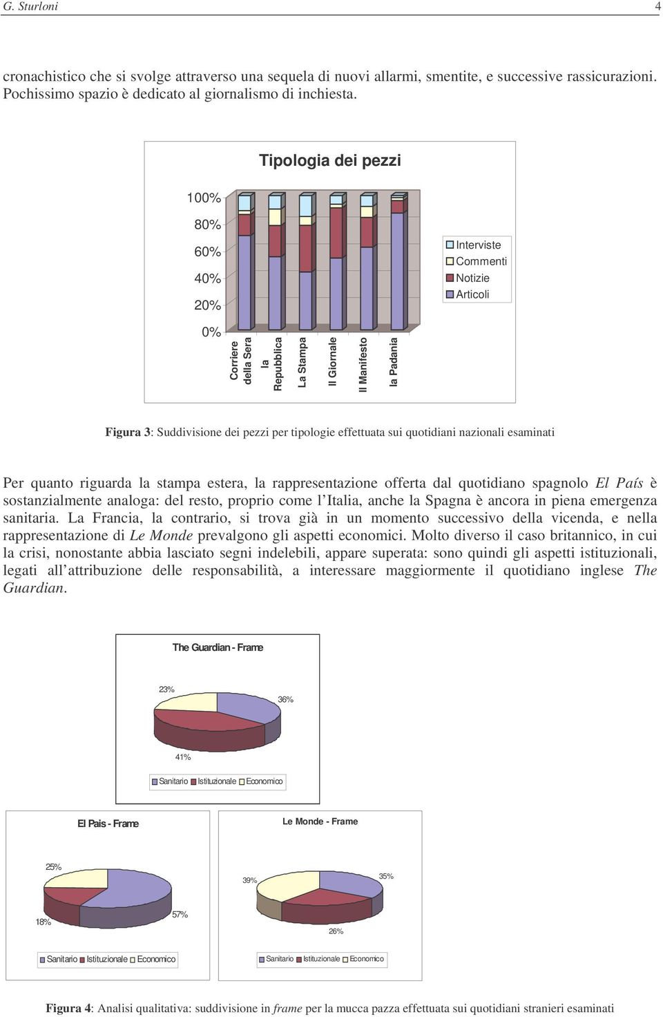 tipologie effettuata sui quotidiani nazionali esaminati Per quanto riguarda la stampa estera, la rappresentazione offerta dal quotidiano spagnolo El País è sostanzialmente analoga: del resto, proprio