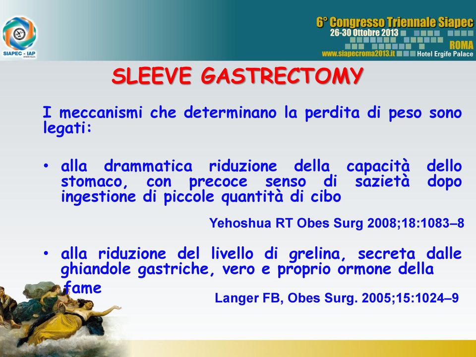 quantità di cibo Yehoshua RT Obes Surg 2008;18:1083 8 alla riduzione del livello di grelina,