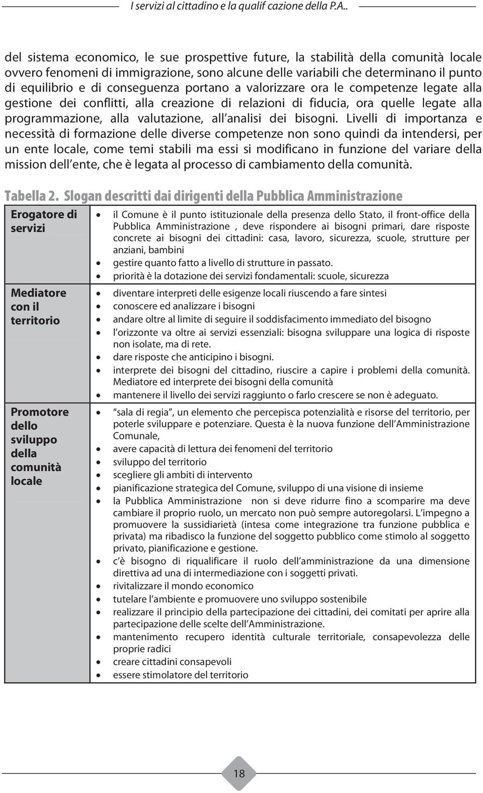 conseguenza portano a valorizzare ora le competenze legate alla gestione dei conflitti, alla creazione di relazioni di fiducia, ora quelle legate alla programmazione, alla valutazione, all analisi