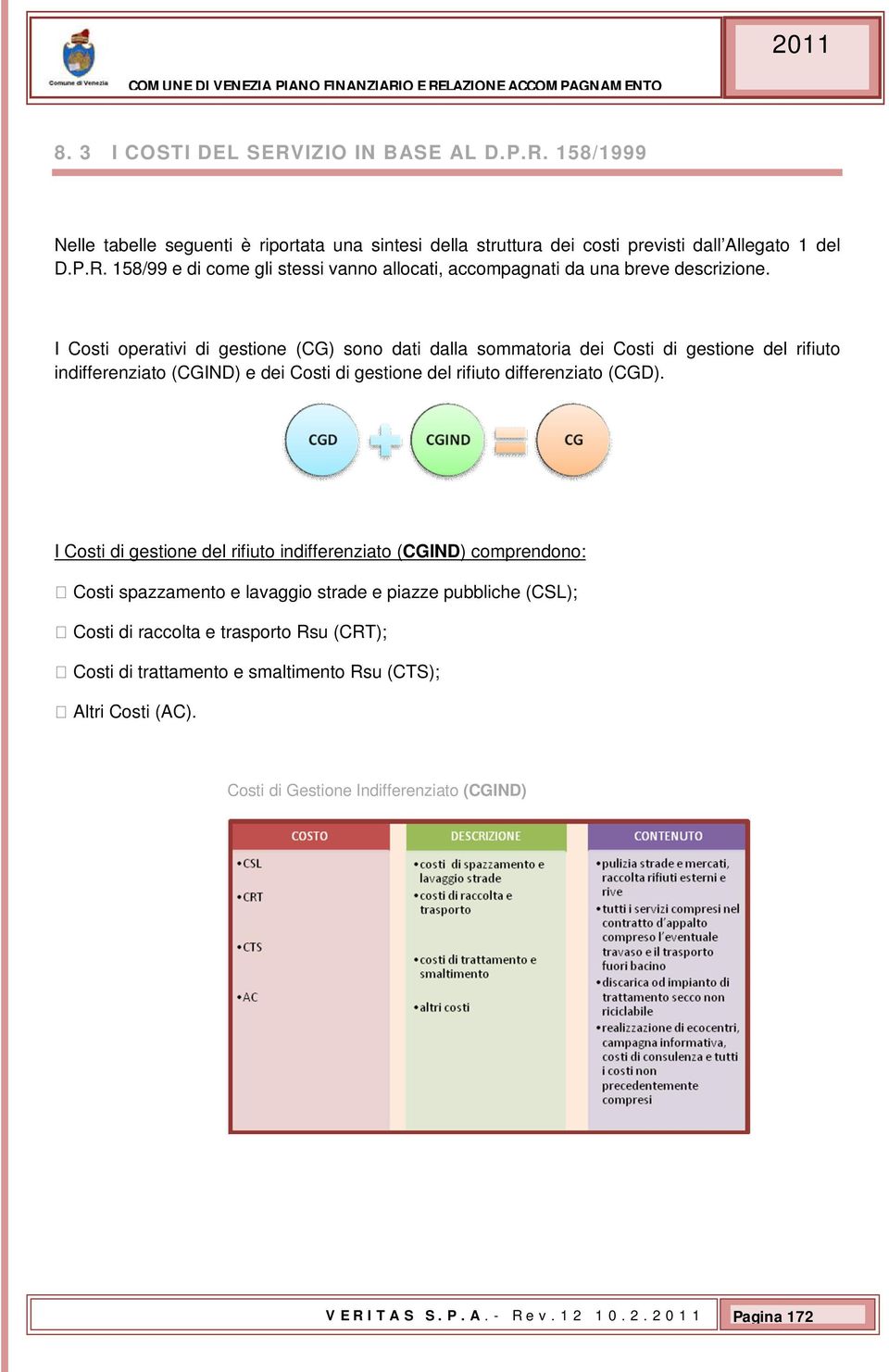 I Costi di gestione del rifiuto indifferenziato (CGIND) comprendono: Costi spazzamento e lavaggio strade e piazze pubbliche (CSL); Costi di raccolta e trasporto Rsu (CRT); Costi di