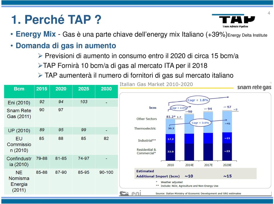 Delta Institute Domanda di gas in aumento Previsioni di aumento in consumo