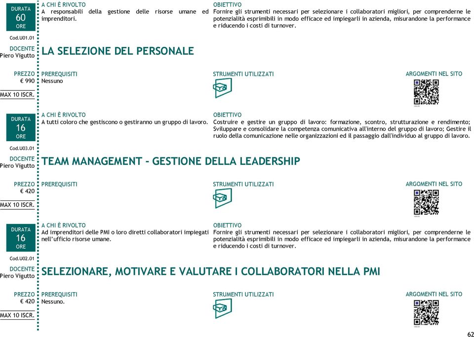 misurandone la performance e riducendo i costi di turnover. PREZZO 990 MAX 10 ISCR. DURATA 16 ORE PREREQUISITI Nessuno A CHI È RIVOLTO A tutti coloro che gestiscono o gestiranno un gruppo di lavoro.