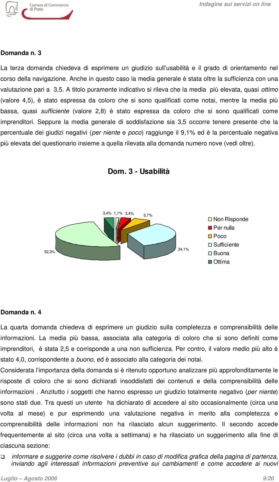 A titolo puramente indicativo si rileva che la media più elevata, quasi ottimo (valore 4,5), è stato espressa da coloro che si sono qualificati come notai, mentre la media più bassa, quasi