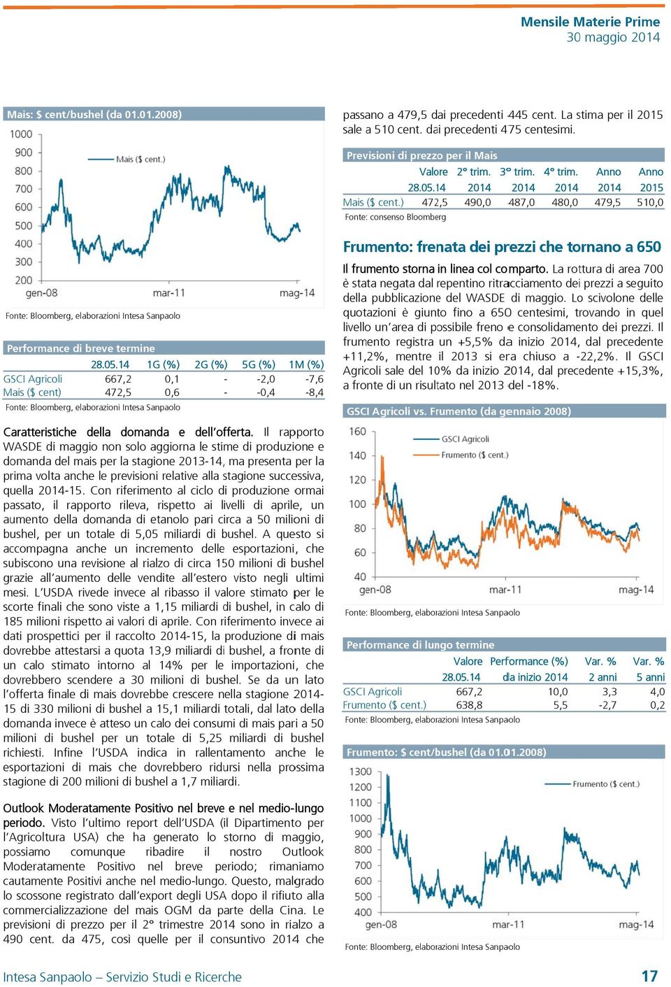 Il rapporto WASDE di maggio non solo aggiorna le stime di produzione e domanda del mais per la stagione 2013-14,, ma presenta per la prima volta anche le previsioni relative alla stagione s