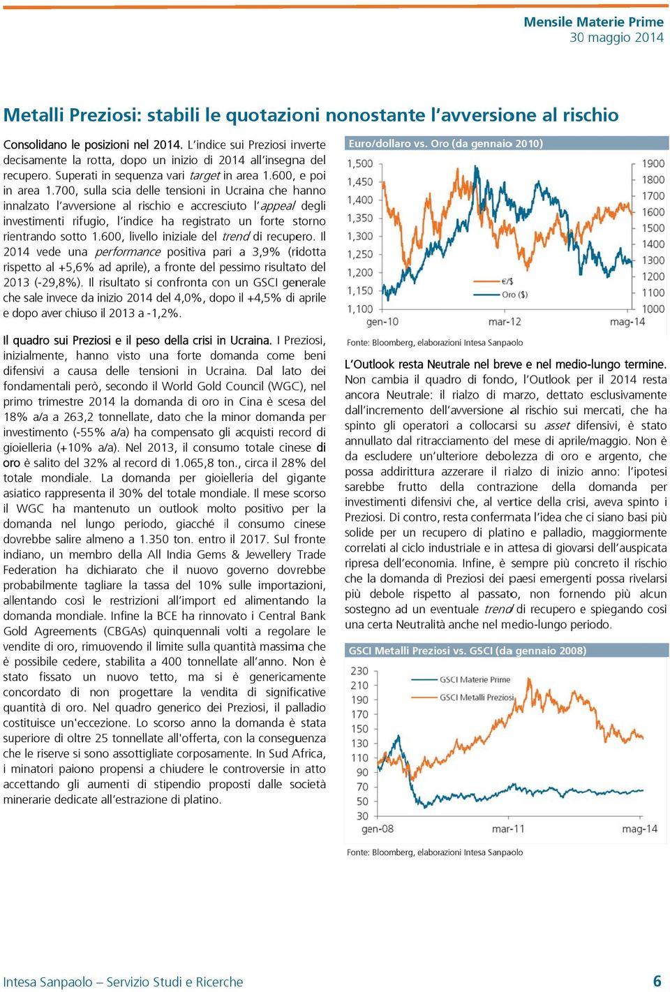 700, sulla scia delle tensioni in Ucraina che hanno innalzato l avversione al rischio e accresciuto l appeal degli investimenti rifugio, l indice ha registrato un forte storno rientrando sottoo 1.