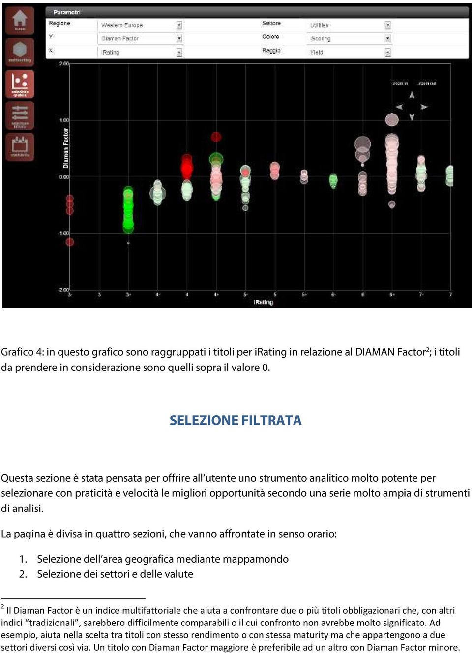 ampia di strumenti di analisi. La pagina è divisa in quattro sezioni, che vanno affrontate in senso orario: 1. Selezione dell area geografica mediante mappamondo 2.