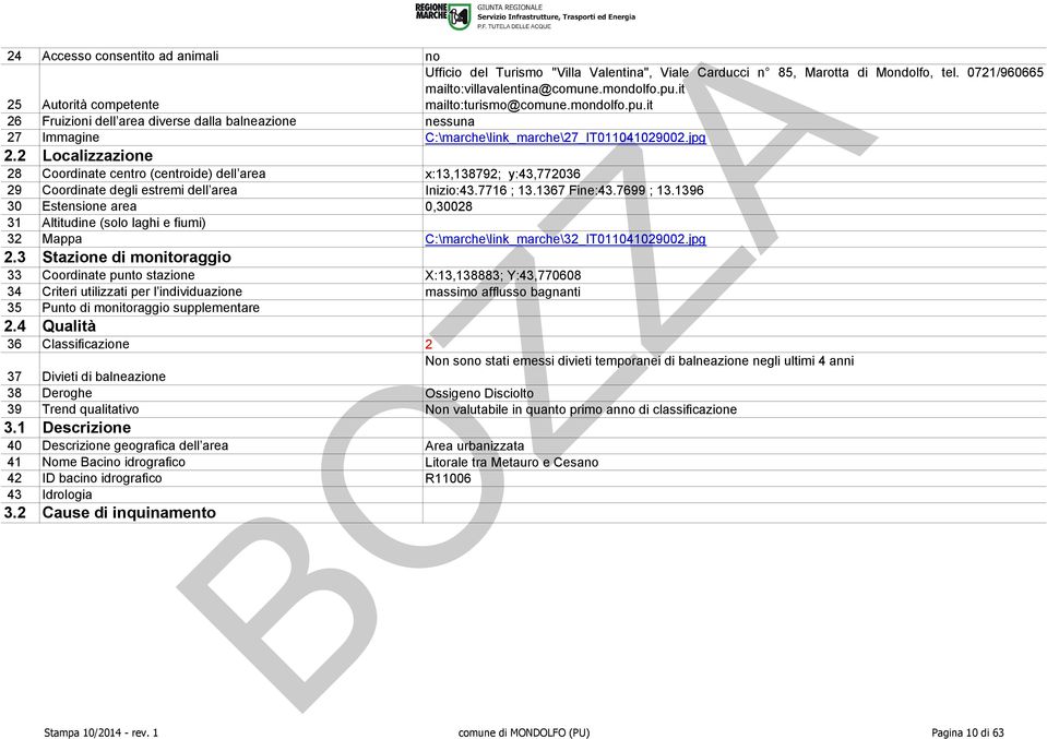 1396 30 Estensione area 0,30028 31 Altitudine (solo laghi e fiumi) 32 Mappa C:\marche\link_marche\32_IT011041029002.jpg 2.