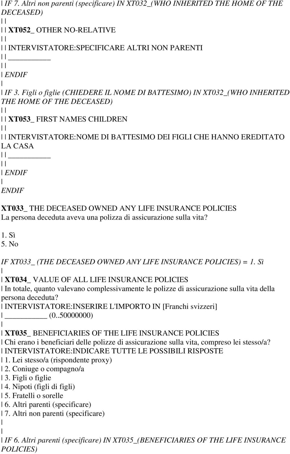 XT033_ THE DECEASED OWNED ANY LIFE INSURANCE POLICIES La persona deceduta aveva una polizza di assicurazione sulla vita?