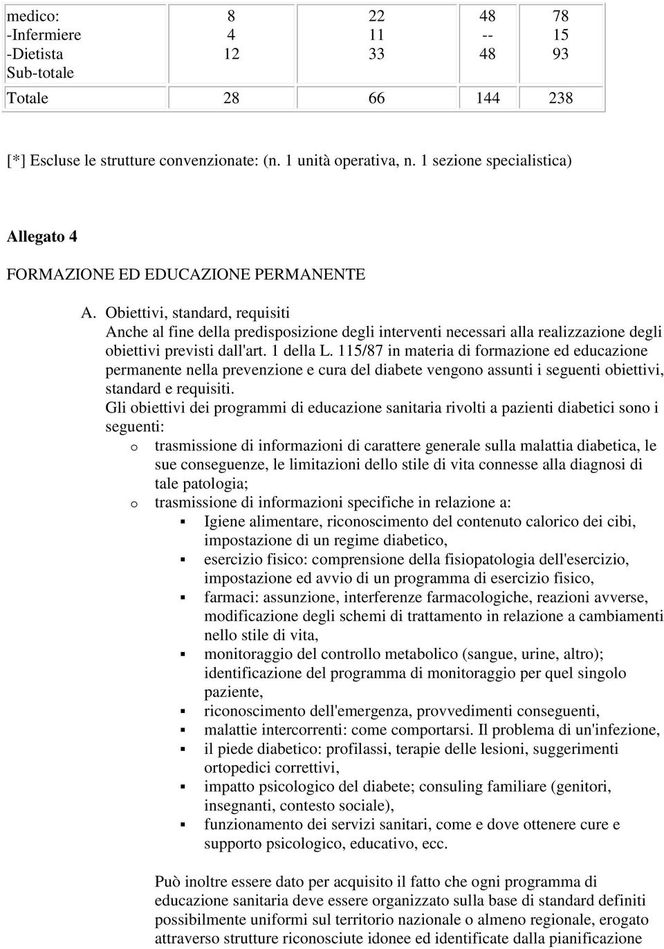 Obiettivi, standard, requisiti Anche al fine della predisposizione degli interventi necessari alla realizzazione degli obiettivi previsti dall'art. della L.