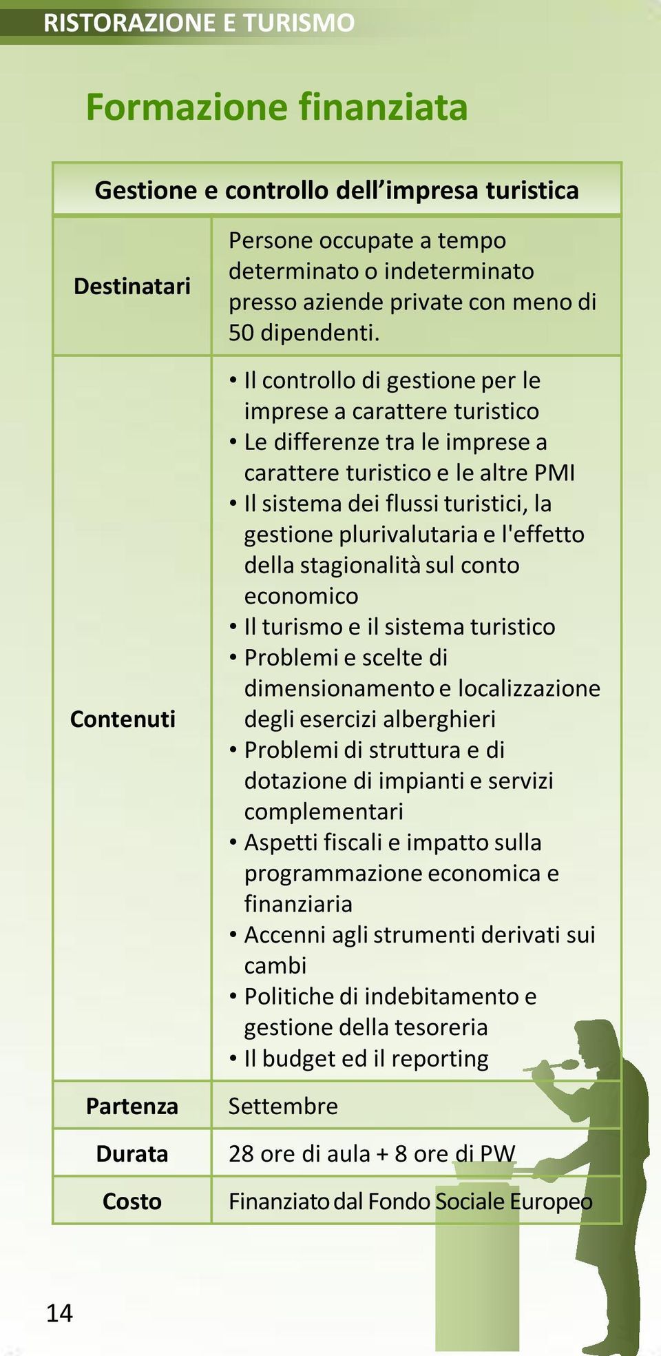 della stagionalità sul conto economico Il turismo e il sistema turistico Problemi e scelte di dimensionamento e localizzazione degli esercizi alberghieri Problemi di struttura e di dotazione di