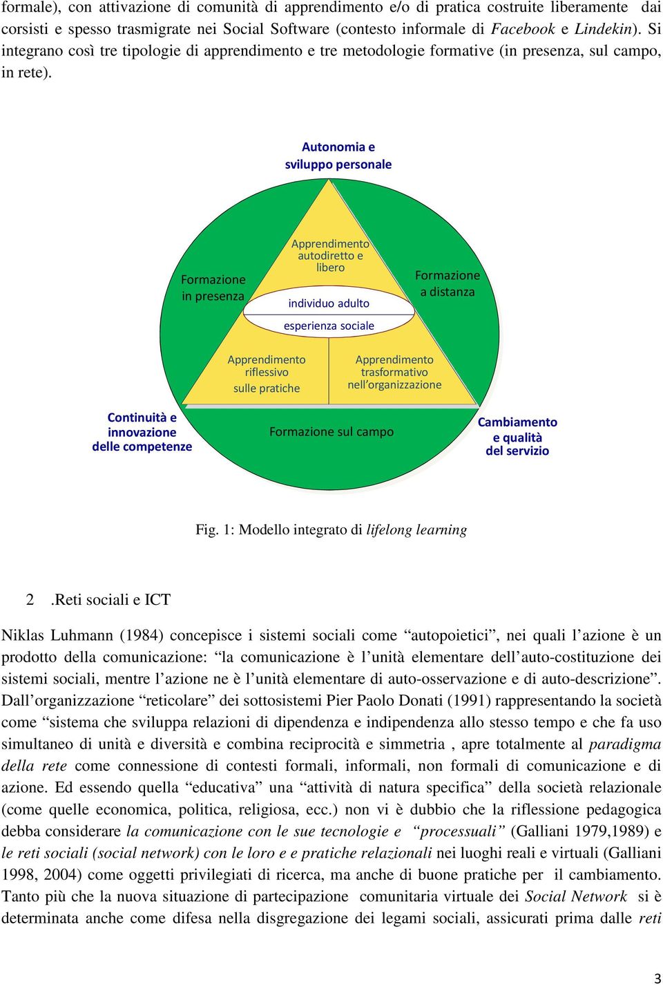 Autonomia e sviluppo personale Formazione in presenza Apprendimento autodirettoe libero individuo adulto esperienza sociale Formazione a distanza Apprendimento riflessivo sulle pratiche Apprendimento