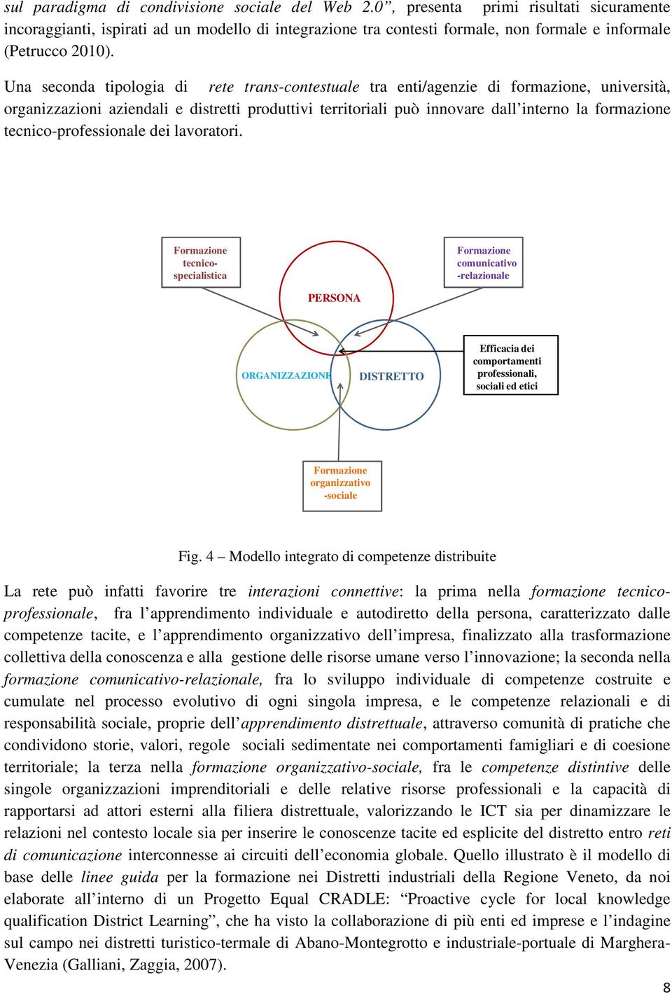 Una seconda tipologia di rete trans-contestuale tra enti/agenzie di formazione, università, organizzazioni aziendali e distretti produttivi territoriali può innovare dall interno la formazione