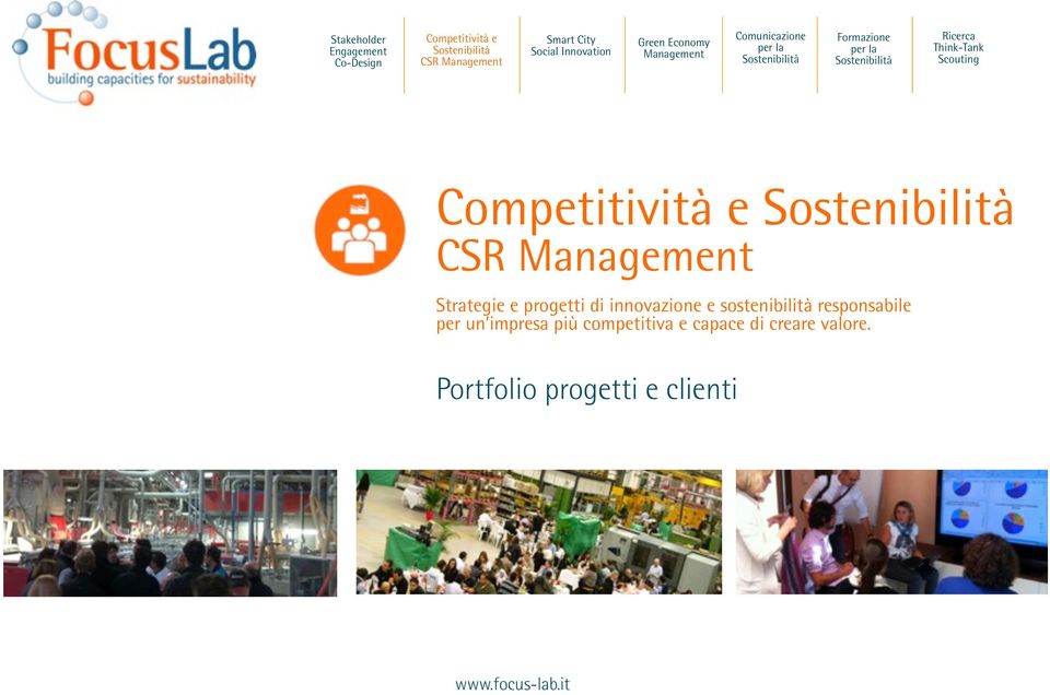 Think-Tank Scouting Competitività e CSR Management Strategie e progetti di innovazione e